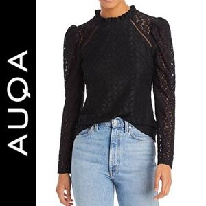 AQUA Lace Puff Sleeve Top